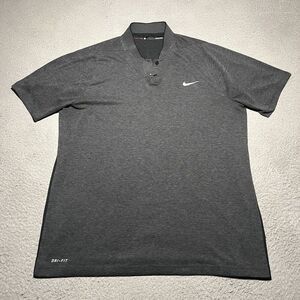 Nike Tiger Woods Golf Polo Shirt Mens Large Blade Collar Gray Stretch Dri Fit